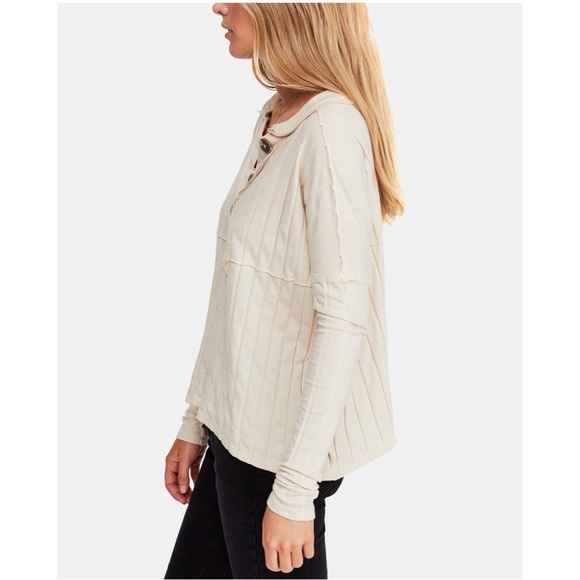 Free People Ribbed Ivory Top with Large Buttons - price is for each - Picture 3 of 6